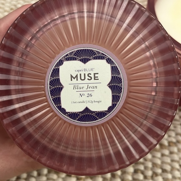 Capri Blue Muse Blue Jean 11oz Candle Pink Glass - Picture 2 of 5